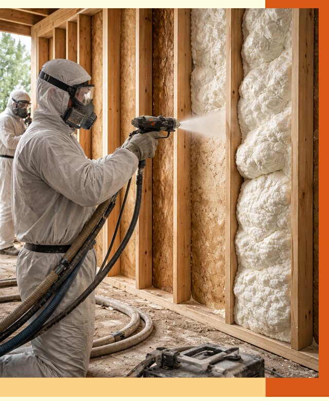 Утепление каркасного дома ППУ в Анжеро-Судженске от 2872 руб./м2 — работа под ключ | ТепломастерНжр