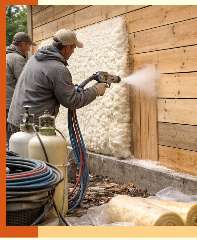 Утепление деревянного дома пенополиуретаном в Анжеро-Судженске