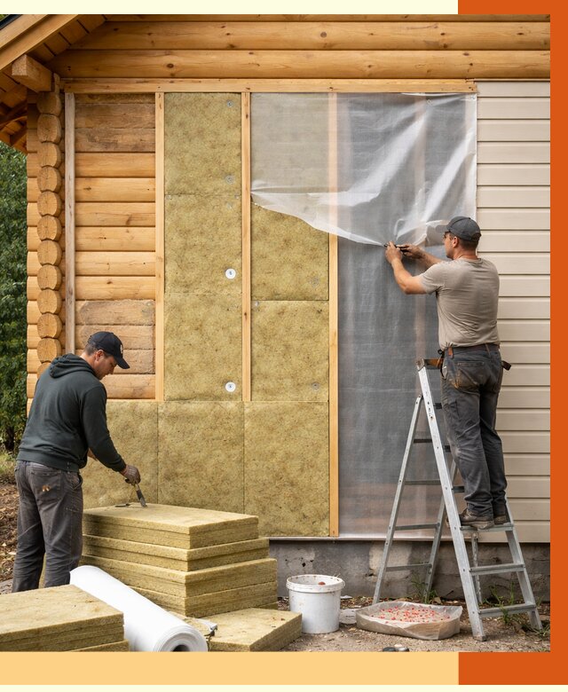 Утепление дома из бруса в Анжеро-Судженске от 3846 руб./м2 — работы под ключ | ТепломастерНжр