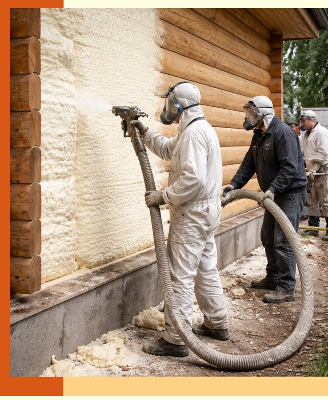 Утепление дома из бруса пенополиуретаном в Анжеро-Судженске