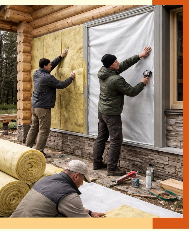 Утепление бревенчатого дома в Анжеро-Судженске от 7847 руб/м2 — заказать под ключ | ТепломастерНжр