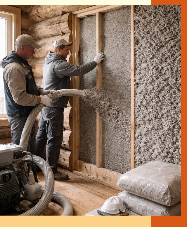 Утепление бревенчатого дома эковатой в Анжеро-Судженске от 2821 руб. | ТепломастерНжр