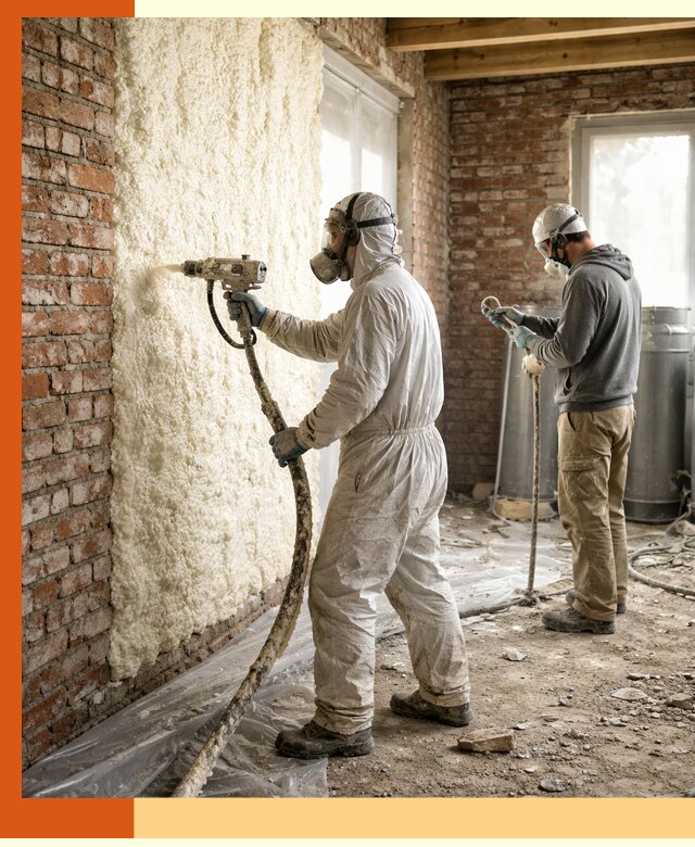 Утепление кирпичного дома пенополиуретаном в Анжеро-Судженске