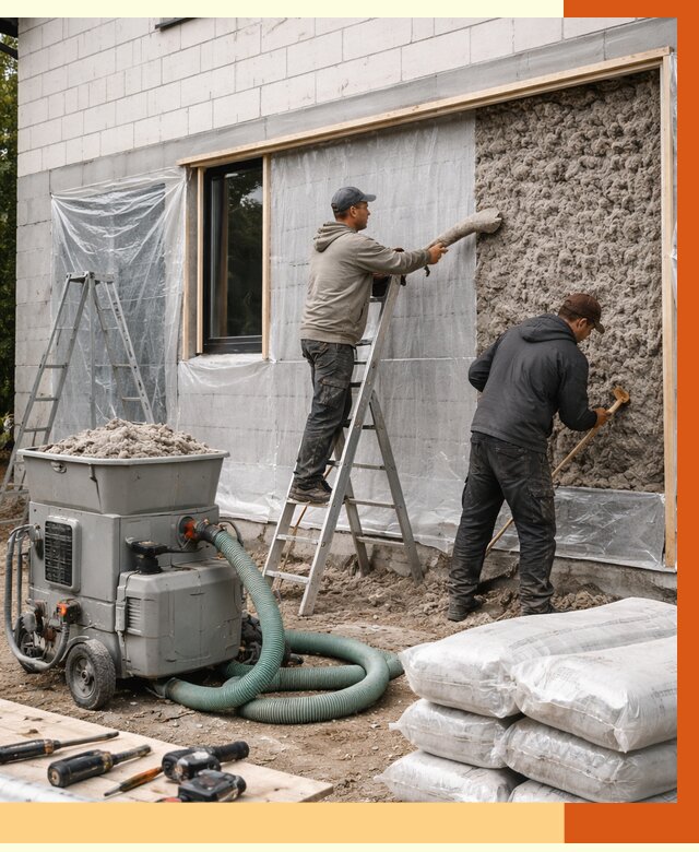 Утепление дома из газобетона эковатой в Анжеро-Судженске от 4616 руб./м2 | ТепломастерНжр