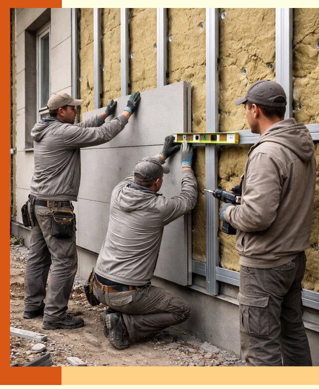 Утепление вентилируемого фасада под ключ в Анжеро-Судженске