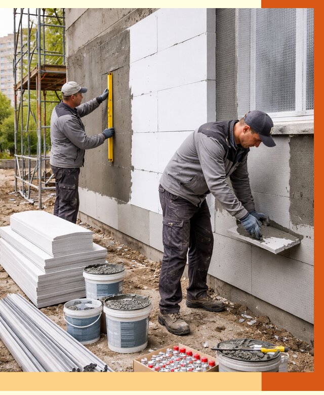 Утепление фасада и стен снаружи в Анжеро-Судженске от 4308 руб. | ТепломастерНжр