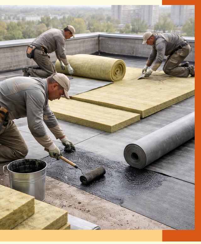 Утепление плоской крыши в Анжеро-Судженске от 7385 руб./м2 под ключ | ТепломастерНжр