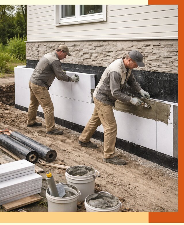 Утепление фундамента снаружи в Анжеро-Судженске от 4308 руб. за м² | ТепломастерНжр