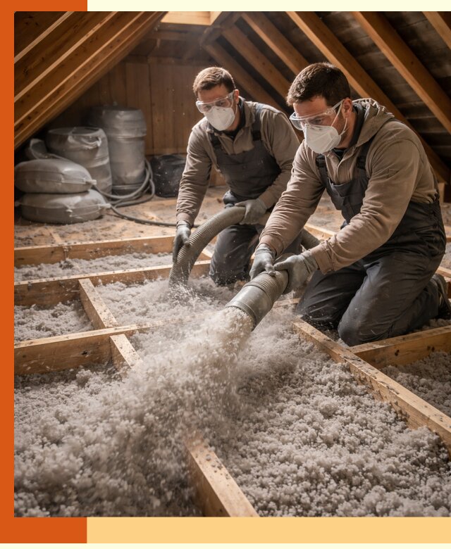 Утепление чердака эковатой в Анжеро-Судженске — быстро и надёжно