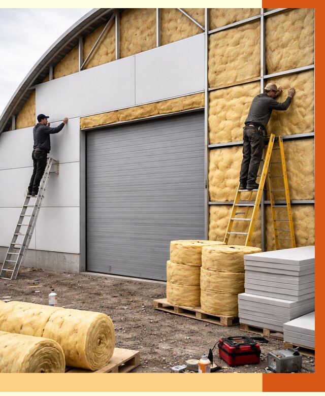 Утепление ангара пенополиуретаном в Анжеро-Судженске от 7385 руб./м² — комплекс от ТепломастерНжр