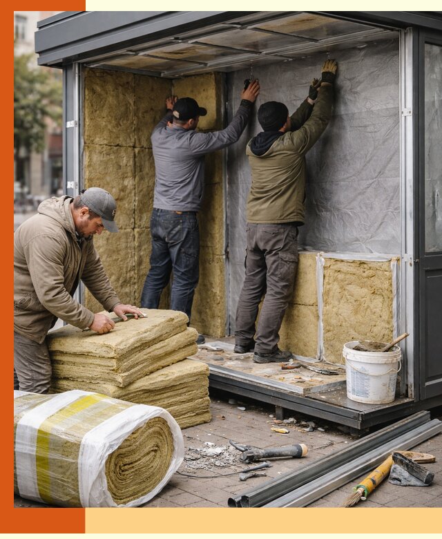 Утепление павильона шаурмы под ключ в Анжеро-Судженске