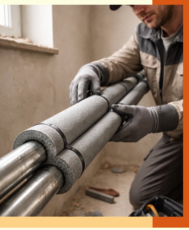 Утепление труб отопления в Анжеро-Судженске от 2923 руб. за м² — услуги под ключ | ТепломастерНжр