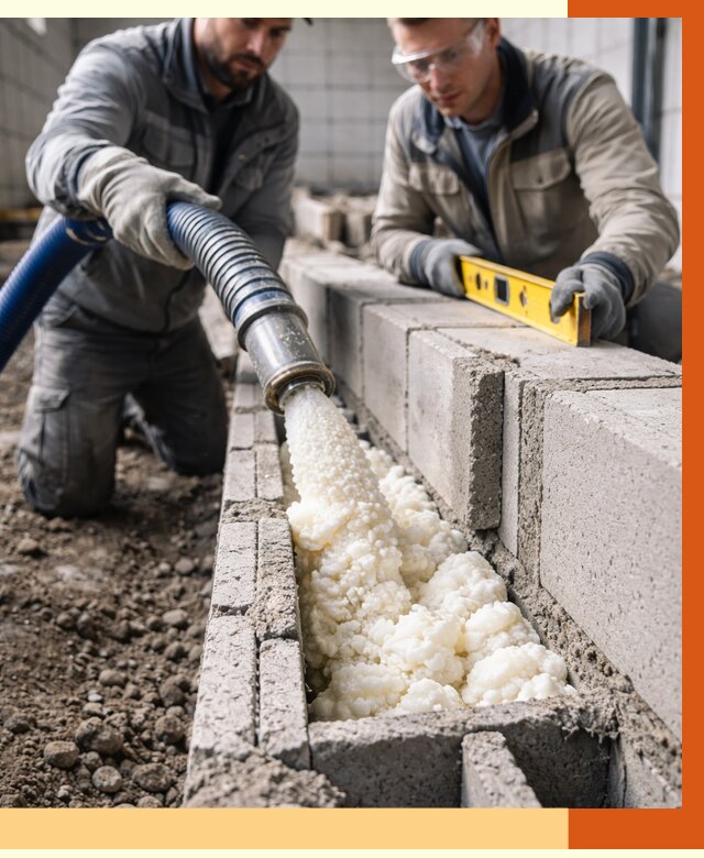 Заполнение колодцевой кладки ППУ в Анжеро-Судженске от 4308 руб. за м2 | ТепломастерНжр