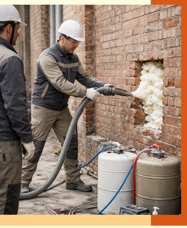 Заливка ППУ в пустоты кирпичной стены в Анжеро-Судженске от 2821 руб. | ТепломастерНжр