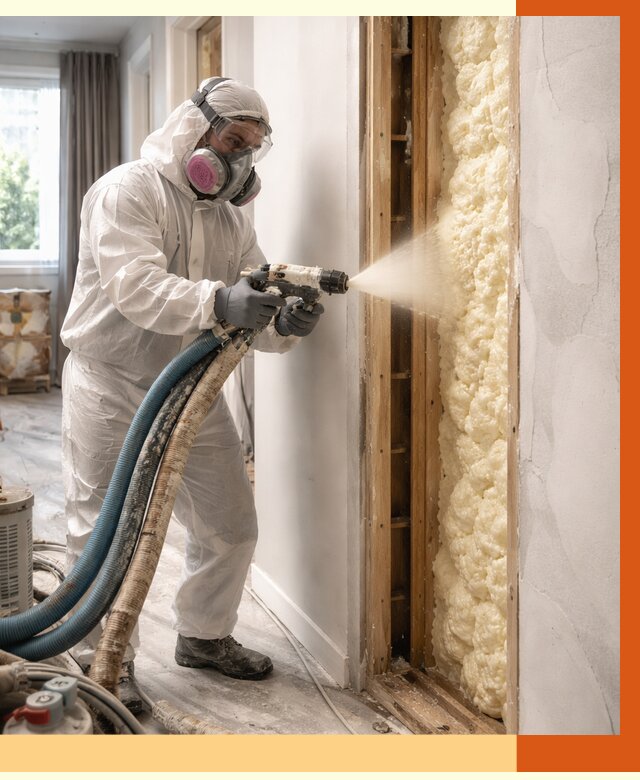 Межстеновое утепление ППУ в Анжеро-Судженске от 2821 руб/м2 — межстенное утепление под ключ | ТепломастерНжр