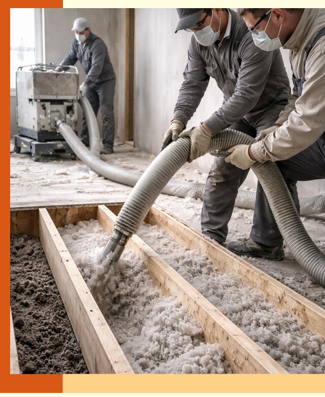 Заполнение полостей межэтажного перекрытия в Анжеро-Судженске эффективно и герметично