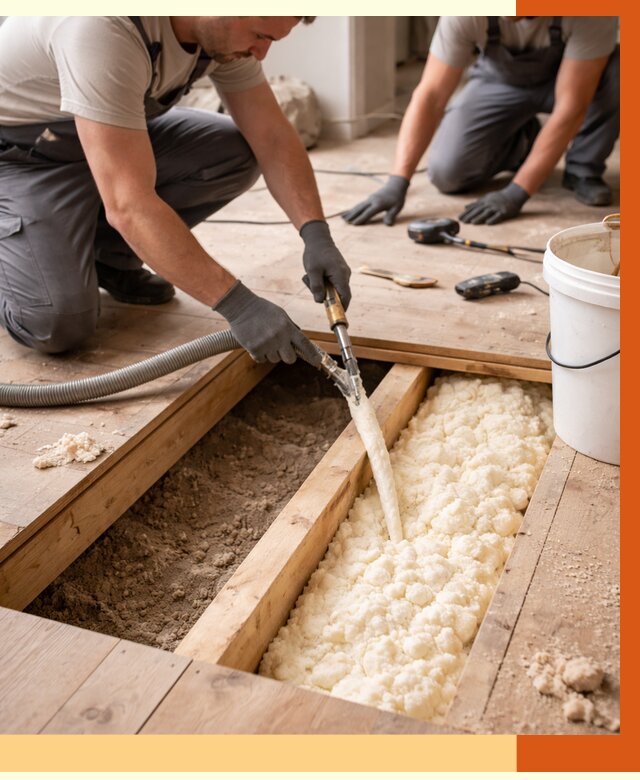 Заполнение пустот пола в Анжеро-Судженске от 2769 руб. — утепление пустот пола под ключ | ТепломастерНжр