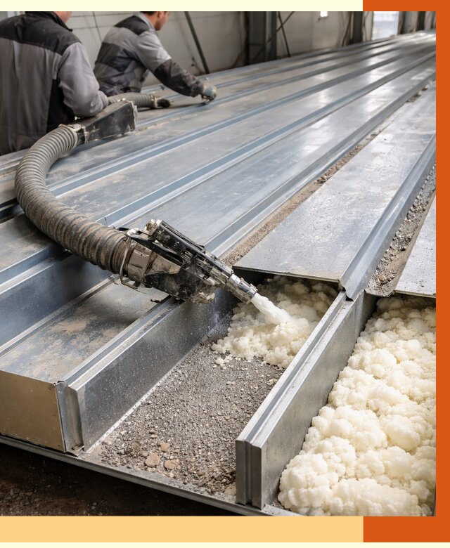 Заполнение пустот кровельных панелей в Анжеро-Судженске от 7385 руб. под ключ | ТепломастерНжр