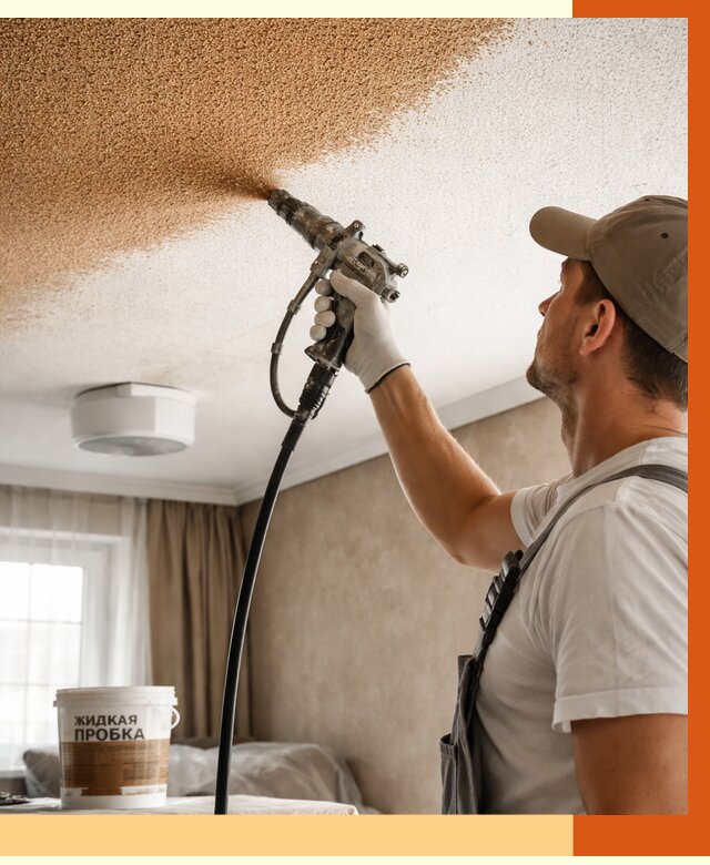 Утепление потолка жидкой пробкой в Анжеро-Судженске от 3590 руб. | ТепломастерНжр