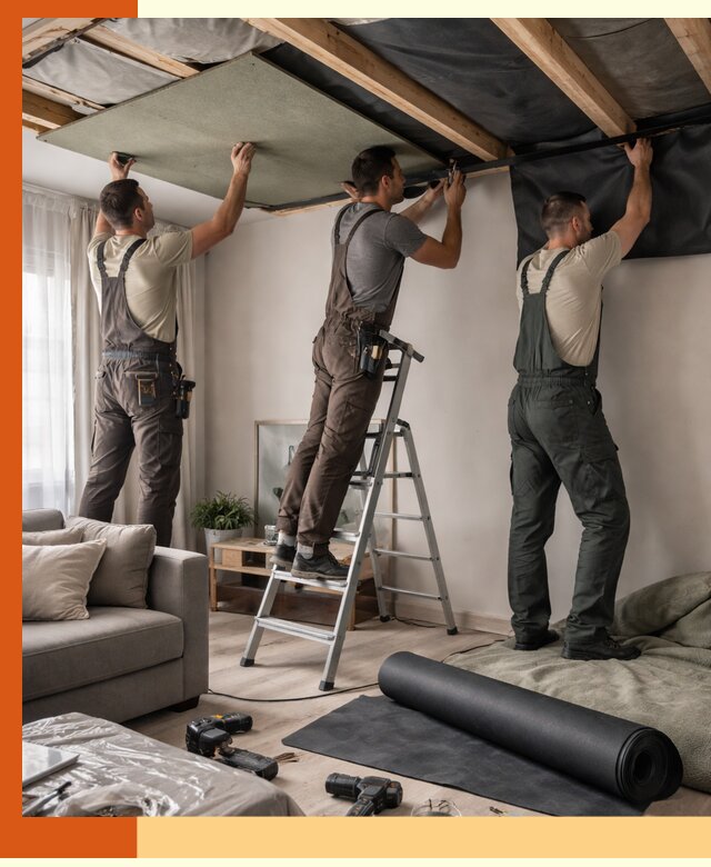 Шумоизоляция потолка в Анжеро-Судженске — профессиональное устранение шумов