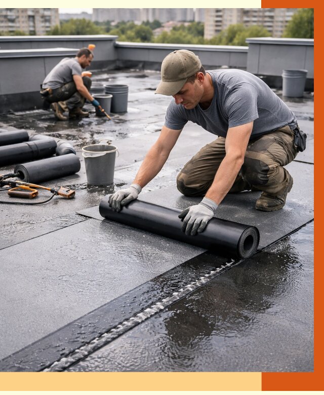 Гидроизоляция плоской кровли в Анжеро-Судженске от 4616 руб./м2 — профессионально | ТепломастерНжр