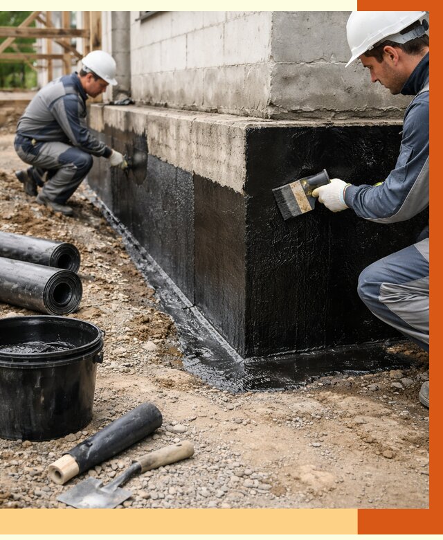 Гидроизоляция фундамента в Анжеро-Судженске от 1282 руб. — профессионально, под ключ | ТепломастерНжр