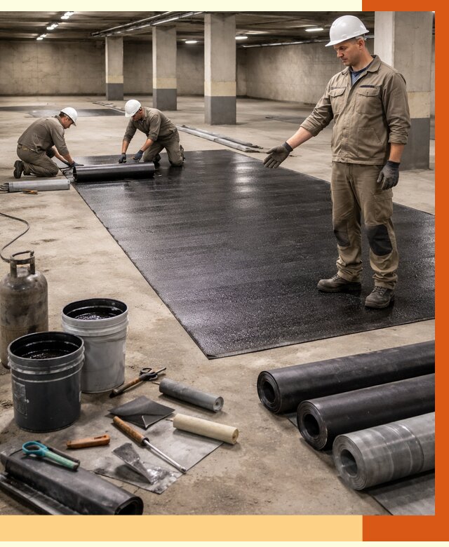 Гидроизоляция паркинга в Анжеро-Судженске от 1231 руб/м² — профессиональная защита | ТепломастерНжр