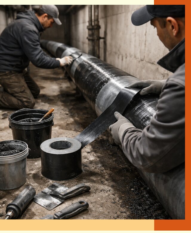 Гидроизоляция труб в Анжеро-Судженске от 2564 руб. — профессиональная герметизация | ТепломастерНжр