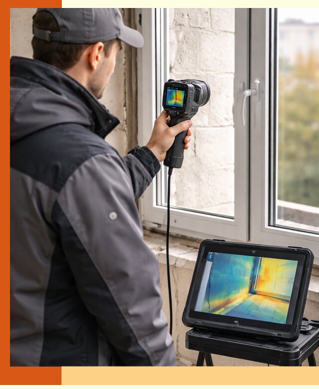 Тепловизионное обследование дома в Анжеро-Судженске для выявления утечек тепла