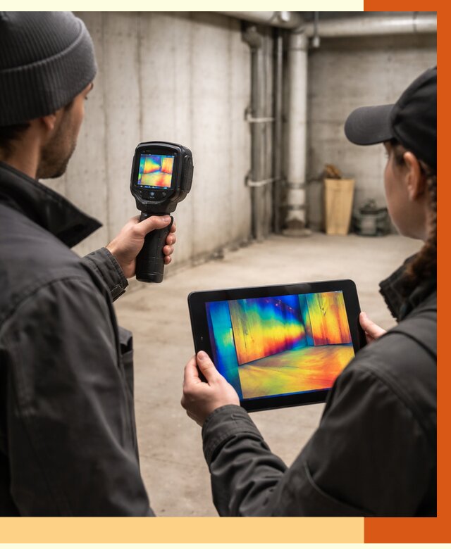 Тепловизионное обследование подвала в Анжеро-Судженске от 4616 руб. — проверка гидроизоляции | ТепломастерНжр