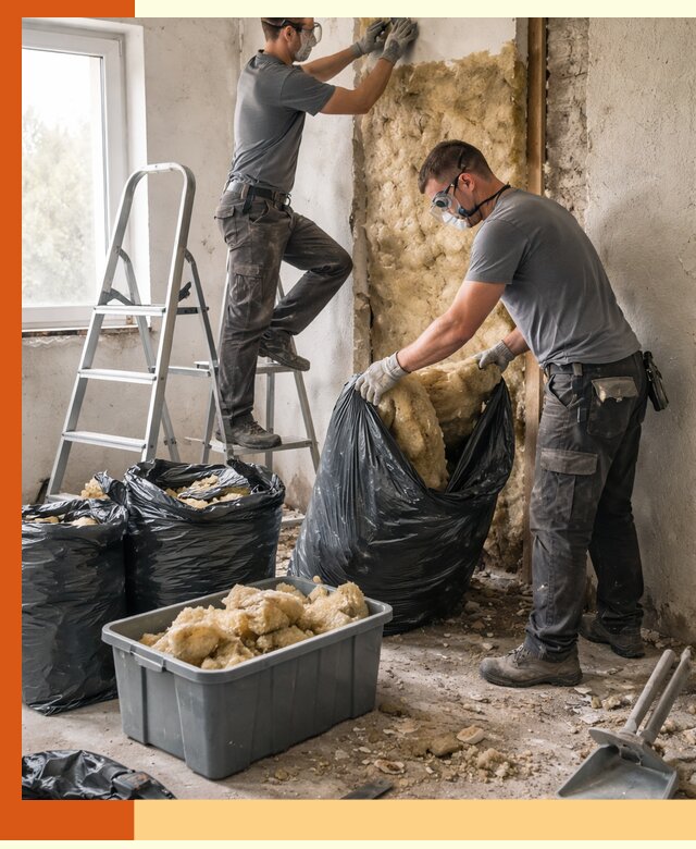 Демонтаж старого утеплителя и вывоз отходов в Анжеро-Судженске