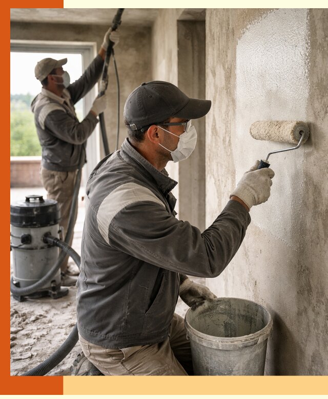 Подготовка поверхности под напыление утеплителя в Анжеро-Судженске