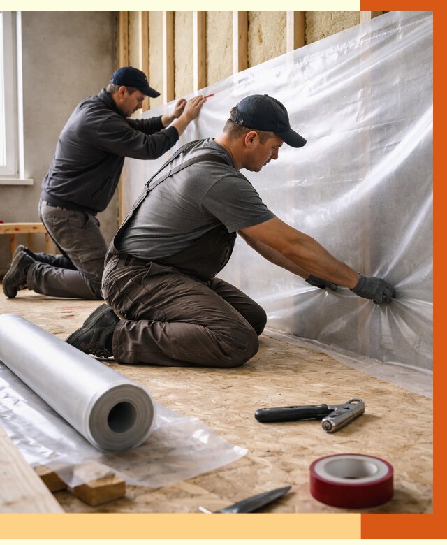 Монтаж пароизоляции в Анжеро-Судженске от 2564 руб. — установка и укладка под ключ | ТепломастерНжр